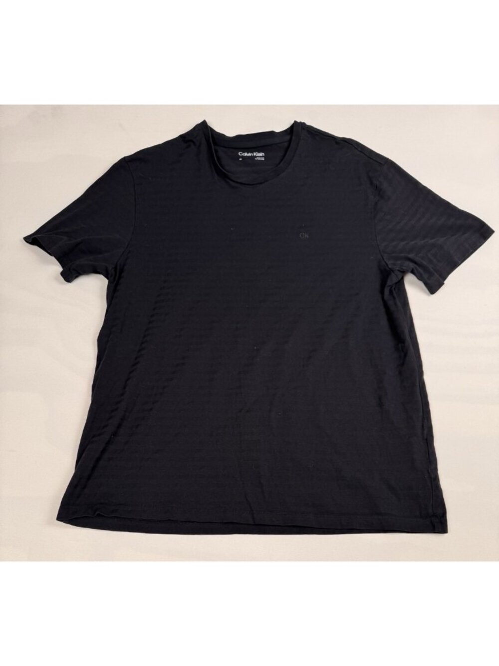 Calvin Klein Crewneck T-Shirt Mens L Black Striped Short Sleeve 100% Cotton Tee